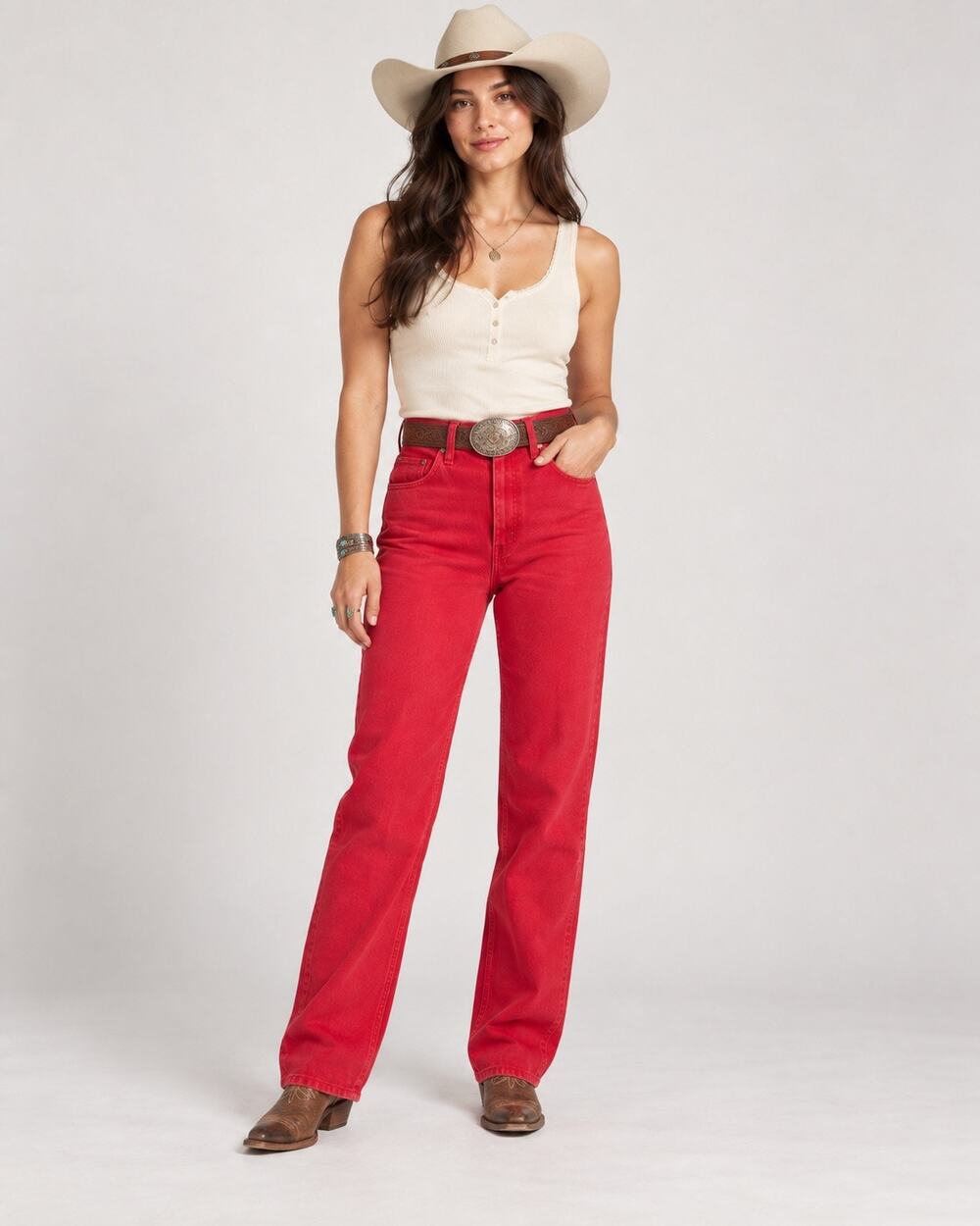 Vintage Wrangler Red High Rise Straight Leg Jeans Size 5 32 Inseam